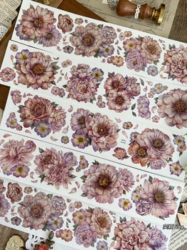 5-метров Ретро Списание с лилаво цвете Божур, Консумативи, Лента за Васи