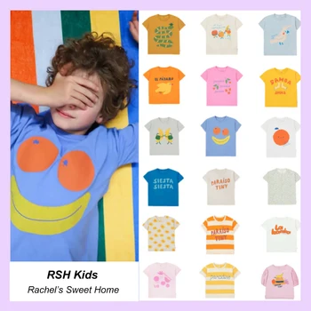 Детска тениска 2023, Лятна новост РШ TC, Тениска за момчета и момичета, Ins, Малък детски Памук Рай, Тениска с къс ръкав, Детски дрехи