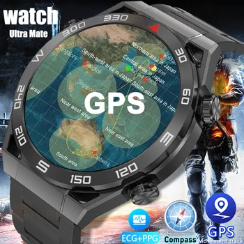 Нов NFC Компас, GPS Smart-часовници Мъжки HD AMOLED Екран сърдечната Честота Bluetooth Гривна повикване Водоустойчив умен часовник ECG + ТОЧКИ за Huawei