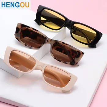 Модерни правоъгълни слънчеви очила в ярки цветове, за жени, мъже, Малки квадратни Vintage слънчеви очила с UV400, Плажни очила