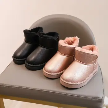 Детски зимни обувки, ботильоны за момичета, новост 2023 година, зимата е топло плюшен водоустойчив обувки, изработени от памук за момчета, гумени нескользящие детски маратонки