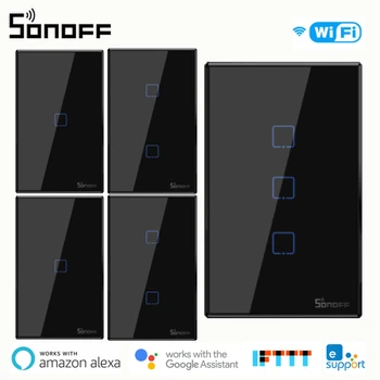 SONOFF T3 US Wifi Smart Switch 1/2/3 Банда Умни монтиран на стената lcd сензорен Прекъсвач Управление на Умен Дом Работи С приложение Ewelink Алекса Google Home