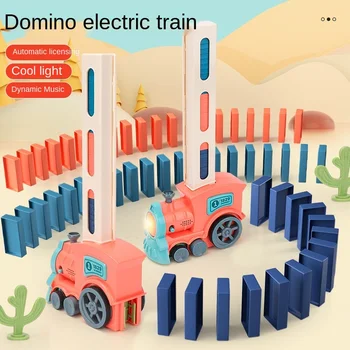 260/160/100 бр. plug-in hybrid влак на Доминото, Детски образователни играчки блокове, автоматично проведена във влак, игри на Домино, играчки, подаръци