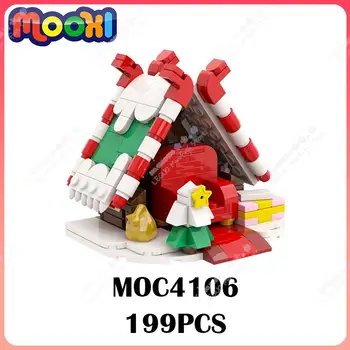 MOC4106 Домът на Дядо Коледа Строителни Блокове Креативен САМ Трона Подарък кутия за Украса на Сцената Модел на Изграждане Тухли Играчки За Деца, подарък