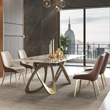 Гореща разпродажба, Адаптивни Нова Луксозна модерна мебели за дома, в заведения за хранене и 6 заведения за хранене столове, маса за хранене със столове