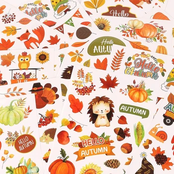 8 Листа Есенно-тематичен Комплект стикери за албум, Дневник, тетрадка, Телефон, Лаптоп САМ Занаятите Decoration