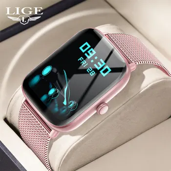 Дамски Смарт часовници LIGE с Bluetooth-разговори, Умни часовници за мобилни телефони Android HUAWEI, Xiaomi и iOS на Apple iPhone, Женски Смарт гривна от Розов цвят