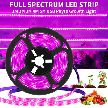 5 В USB Led Лампа За Отглеждане на растения, Пълна гама, 1-5 м, Лента Растително Светлина, Фито-Лампа За Оранжерии, Цветен Разсад, Палатка За Хидропонно Отглеждане