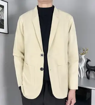 Нов Мъжки костюм цвят Каки, Официална форма, Сако с дълъг ръкав и Ревери, яке за офис срещи, бизнес палто ABB273