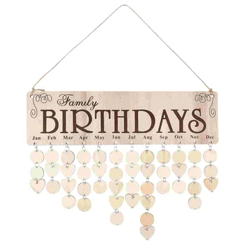 Дъска за семейна рожден ден, Дървен Календар с напомняне за рожден ден, знак за домашен клас бара, декоративна (1 комплект)