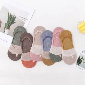 Сладки чорапи с дълбоко деколте в японски стил за момичета, невидими чорапи-лодки, Креативна бродерия заек, Памучни Кальцетины De Niña