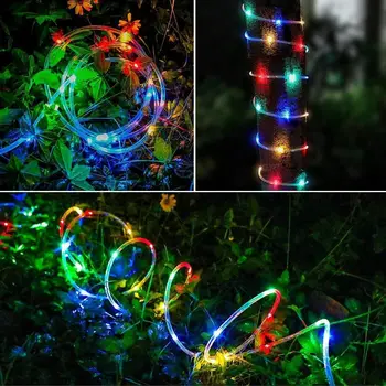 слънчевата водоустойчив тръба LED коледна декоративна многоцветен веревочная венец на открито, градина, тераса, партита, сватбен декор