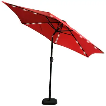 TX 94128 Червен led чадър за вътрешен двор с диаметър 9 метра на слънчева енергия