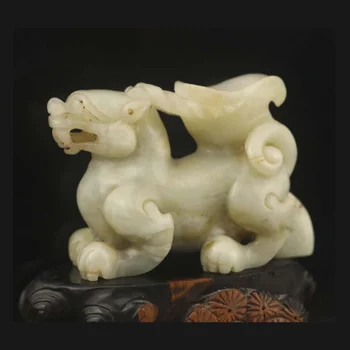 Старинна статуетка на дракон от естествен хотанского нефрит ръчно изработени # 15