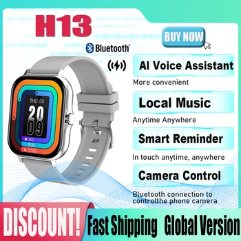 Смарт часовници H13 за мъже и жени, подарък, Спортни фитнес часовник със сензорен екран, разговори по Bluetooth, Цифрови умни часовници, ръчни часовници