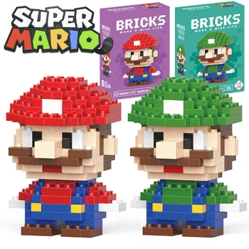 Дизайнер на Super Mario Bros Luigi с герои от Аниме, събрани модели на строителни блокове, Детски кубчета-пъзели, играчки, подаръци