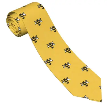 Вратовръзки с шарките на Пчелите Жълт цвят Унисекс от коприна и полиестер ширина 8 см, вратовръзки за мъжки Аксесоари, реквизит за cosplay