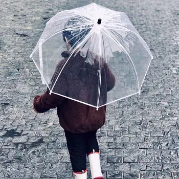 Детски прозрачен чадър от алпака с шарките на 