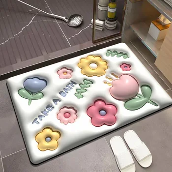 3D Cartoony подложка за душ и вана, впитывающий килим, Цветна подложка за баня, творчески нескользящий подложка за входната врата, постелки за баня
