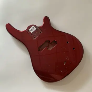 AB617 PB Bass червено метален цвят, недовършена, корпус електро-бас от масив липа, дясна ръка, аксесоари за замяна със собствените си ръце