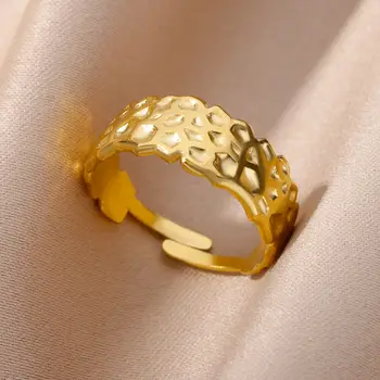 Широки пръстени от неръждаема Стомана За жени, мъже, Златен Цвят, Регулируем Пръстен, дамски, Мъжки Вечерни бижута за пръстите, Тенденция 2023, Безплатна доставка