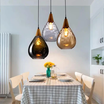 Скандинавски led окачен лампа в тавана лампа за кухня, кафе-бар, трапезария, Стъклена Топка, Ретро висящи тела, Осветление за дома