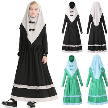Бебешка рокля-Халат За момичета, Пролетта и Есента Национален костюм с дълги ръкави За Деца, Винтажное Дълга Рокля Със Седалище Шал от 2 до 12 години