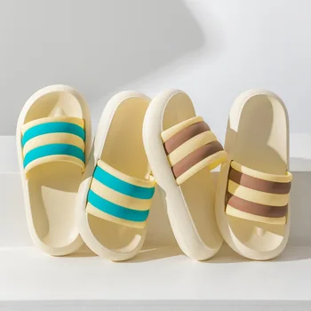 модни дамски сандали и чехли на дебела подметка 2023, домашни нескользящие чехли за баня, обикновен универсален чехли за двойки