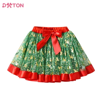 DXTON/Коледен Подарък за Нова Година За момичета, Пола-пакет от Окото на Тюл, Празнична Пола Принцеса, Червена Мини-пола С Лък, Детски Дрешки