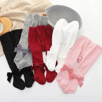 Чорапогащник с хубав нос за малки момичета, Пролет-есен, Обикновена памучни Еластични чорапогащи с висока талия, Гамаши, Детски Чорапогащи за деца