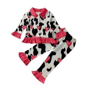 Детски Пижамный комплект От леопардового коприна млечен Цвят За момчета и Момичета, Пижамный комплект Блуза с дълъг ръкав, Пижама