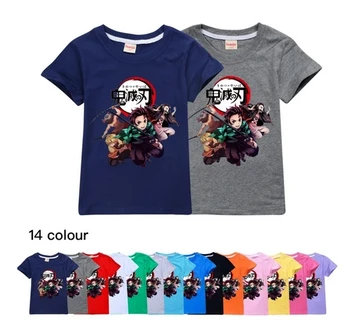 Летни детски дрехи с участието на Demon Slayer, Памучни тениски с къс ръкав, детски тениски, блузи с герои от анимационни филми за тийнейджъри, дрехи за момчета и момичета