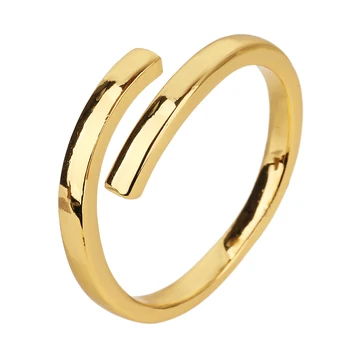Регулируем пръстен с огледално отражение за жени, прости модни позлатени месингови пръстени Oprn от месинг, Представена в Елегантни бижута, Оригинален подарък