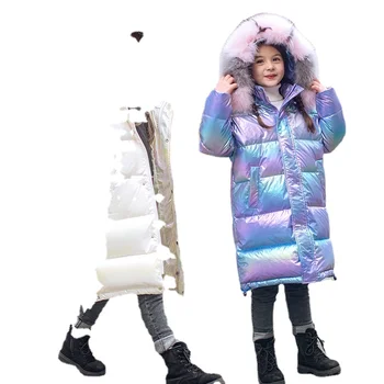 Нова топло яке за 80% от бяло утином топола за момичета, зимни дрехи, детски утепленная на горно облекло, парк, детско палто, зимен костюм от 5 до 16 години
