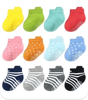 6 Чифта/лот, Нескользящие Чорапи за деца, Детски Чорапи с превземането на за момчета и момичета, Мини Чорапи до Глезена за деца от 0-7 години
