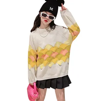 2023 Нов пуловер за деца, есенно-зимни дрехи, Пуловер за момичета, чанти пуловер, топло детски връхни облекла 4, 5, 7, 9, 11, 13, 14 години