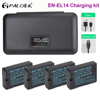 PALO EN-EL14 EN-EL14a ENEL14 EN-EL14 EL14a Батерия + Калъф за съхранение Зарядно за Nikon D3100 D3200 D3300 D5100 D5200 D5300 P700