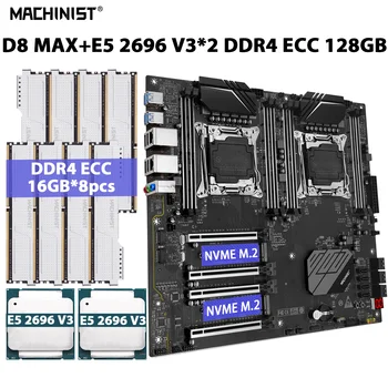 MACHINIST X99 D8 MAX Комплект дънната платка LGA 2011-3 Комплект Xeon E5 2696 V3 с два процесора процесор CPU 8шт * 16 GB = 128 GB ECC памет DDR4 RAM NVME