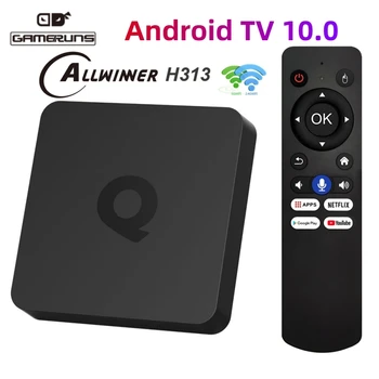 GAMERUNS Q1 Android TV 10,0 OS TV Box Allwinner H313 Четириядрен Процесор С Гласов контрол 2 GB 16 GB 4K HDR10 мултимедиен плейър WiFi телеприставка