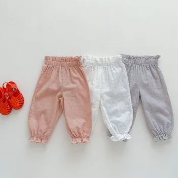 Сладки Бебешки панталони от 0 до 3 години за Новородени Момичета, Обикновен Панталон с Еластична гумена лента За кръста, Свободни Панталони За Джогинг, Долна Дрехи, Летни Дрехи в Корейски Стил