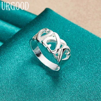 Стерлинговое сребро 925 Проба, 6-10 #, модни бижута, Очарователно пръстен във формата на сърце за жени, Годежен пръстен, сватбен подарък
