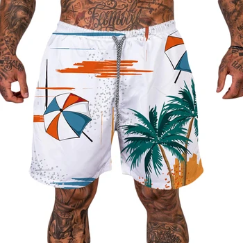 Мъжки Хавайски шорти с Тропически принтом, Свободни Ежедневни плажни шорти-карго на експозиции за тренировки, Градинска летни дрехи