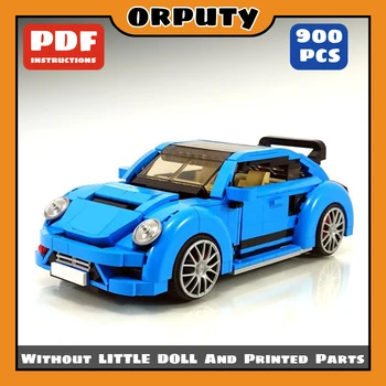 Технически Строителни блокове Blue Beetle Класически модел автомобил Volkswagen Автомобил В събирането на Тухли Играчки за деца Коледен подарък за рожден Ден