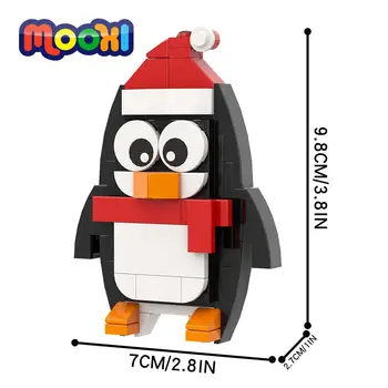 MOOXI Коледен Орнамент във Формата На Пингвин, Модел Блок, Строителство Тухла, Развитие на Играчка За Деца, Коледни подаръци 