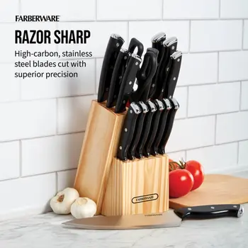 -Професионални остри Ножове за стек с Професионално качество, Комплект кухненски ножове с трикратно нитове от естествено дърво