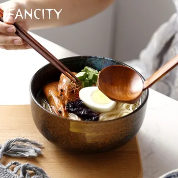 FANCITY Kikyo family ретро креативна японската кухня керамични съдове купа за рамена голяма суповая купата на семейна купата на Ресторанная юфка
