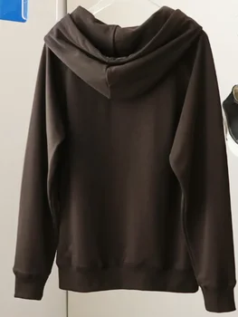 Дамски блузи с логото, Флокированный Принт, Дълъг ръкав, Casual Есен Памучен hoody с качулка 2023