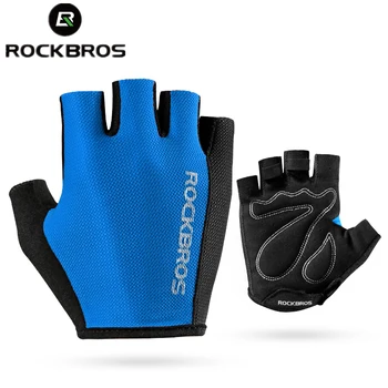 Официални Летни ръкавици Rockbros, спортни ръкавици с полупальцами, дишащи, абсорбиращи потта Ръкавици за МТВ велосипед за риболов