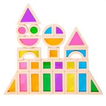 25x Штабелируемых блокове Забавни играчки Цветна Геометрична допир играчка за игри за родители и деца в предучилищна възраст на възраст от 2 до момичета