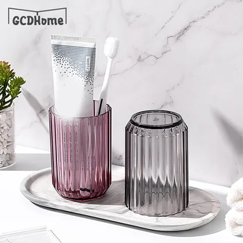 Модерен чифт Пластмасови Прозрачни Чаши за миене на баня, Чаши за домашна четка за зъби, Чаши за изплакване на устата, чаши за миене на съдове